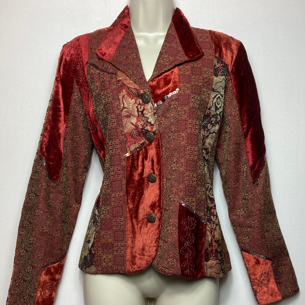 🤩 BOHO Glam Patchwork Velvet & Brocade Blazer Fully Lined …FREE SHIPPING
